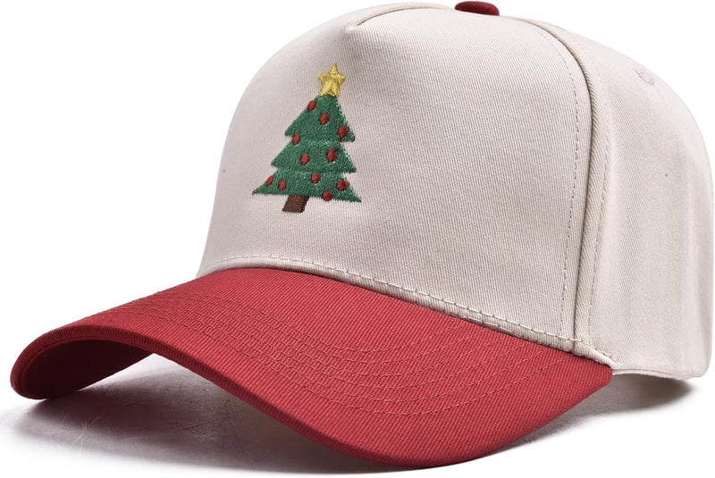 Erying Christmas Trucker Hat for Women Men Two Tone Vintage Embroidered Baseball Cap Funny Gift - Image 2